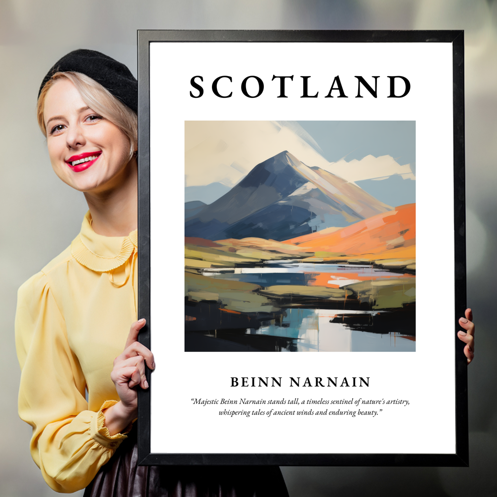 Person holding a poster of Beinn Narnain