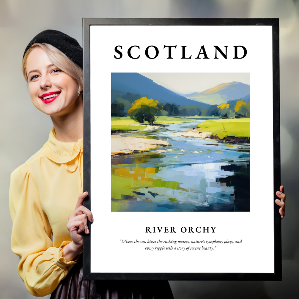 Person holding a poster of River Orchy