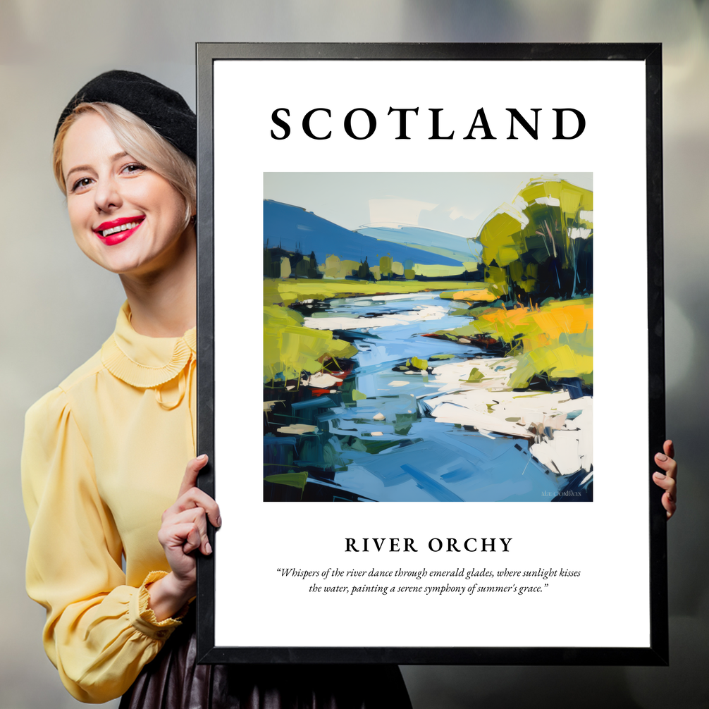 Person holding a poster of River Orchy