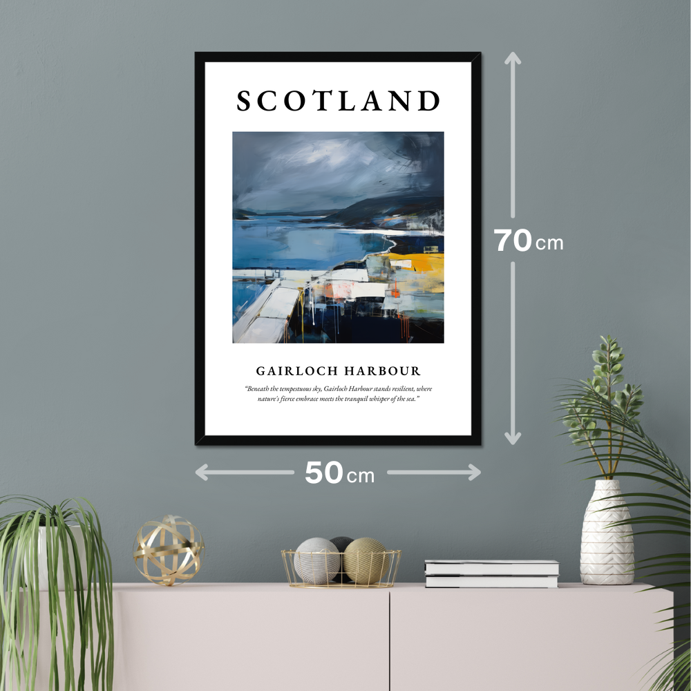 Poster of Gairloch Harbour hanging on a wall