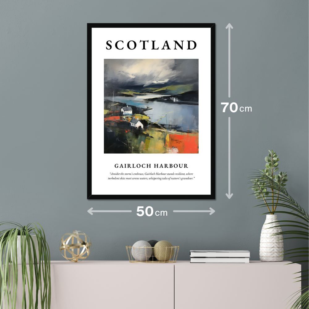 Poster of Gairloch Harbour hanging on a wall