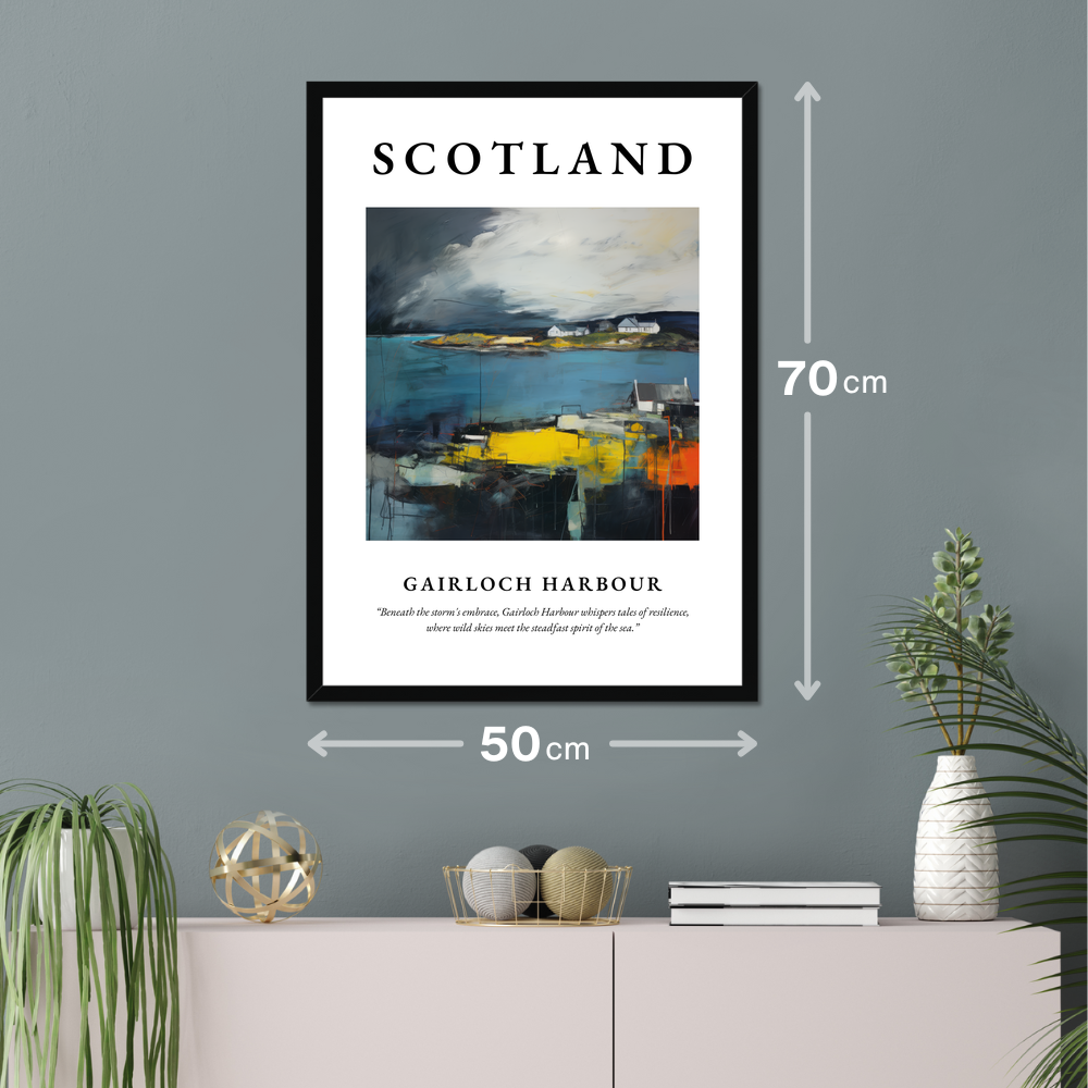 Poster of Gairloch Harbour hanging on a wall