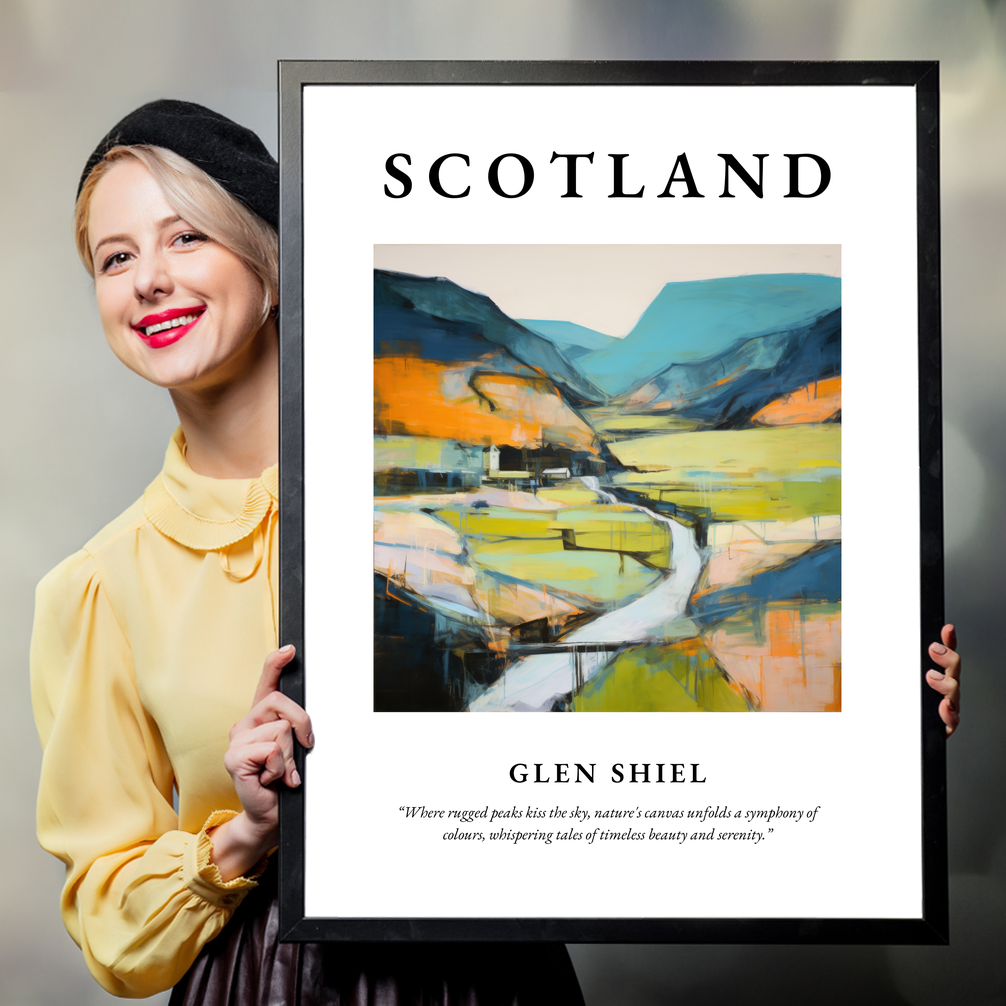 Person holding a poster of Glen Shiel