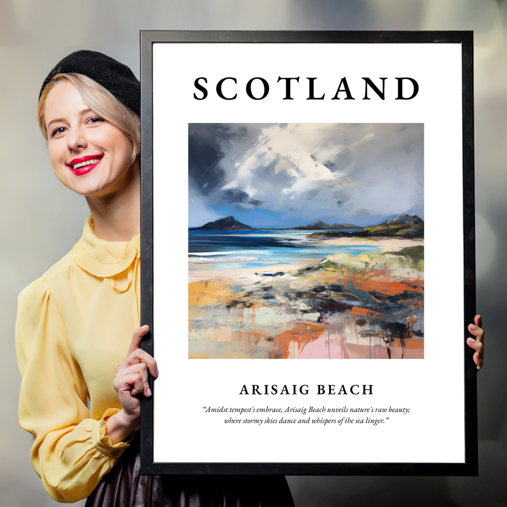 Person holding a poster of Arisaig Beach