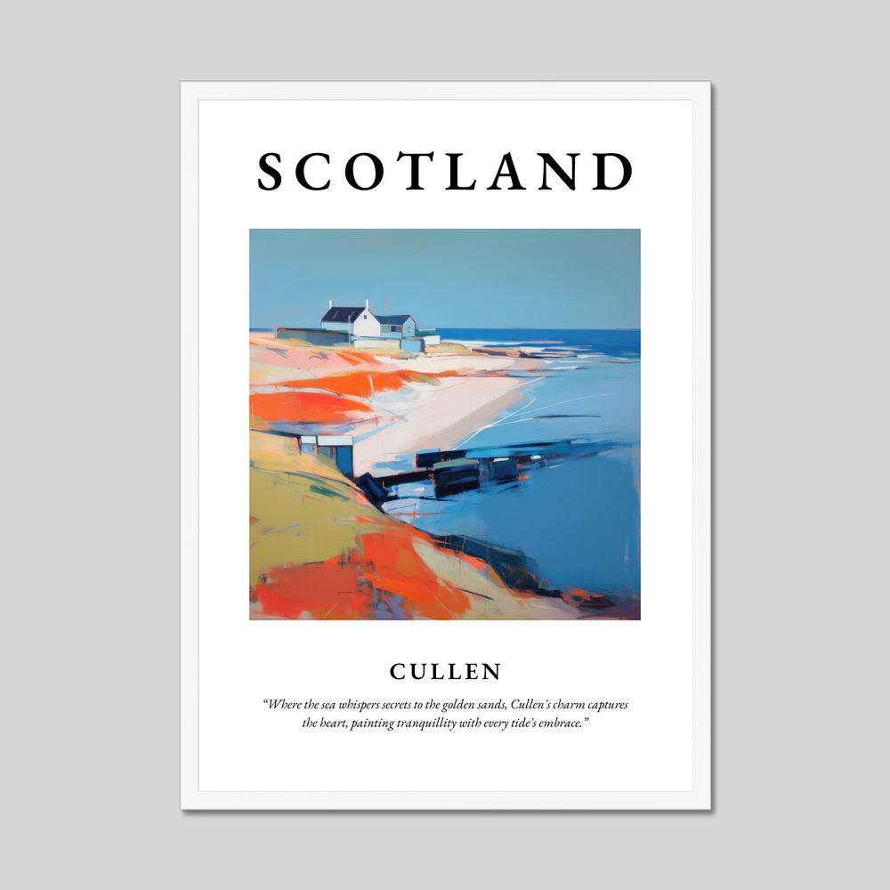 Poster in a white frame with the word Scotland