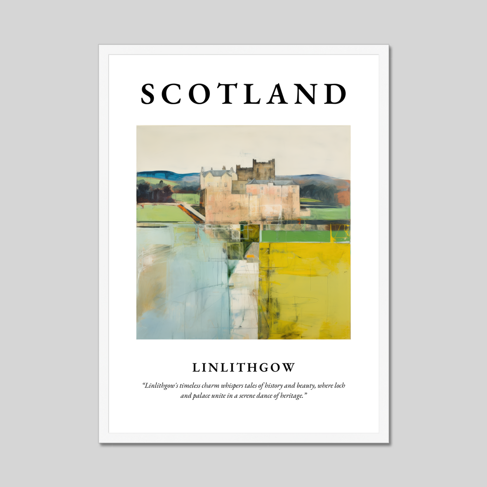 Poster in a white frame with the word Scotland