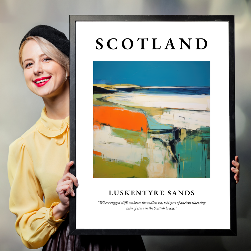 Person holding a poster of Luskentyre Sands