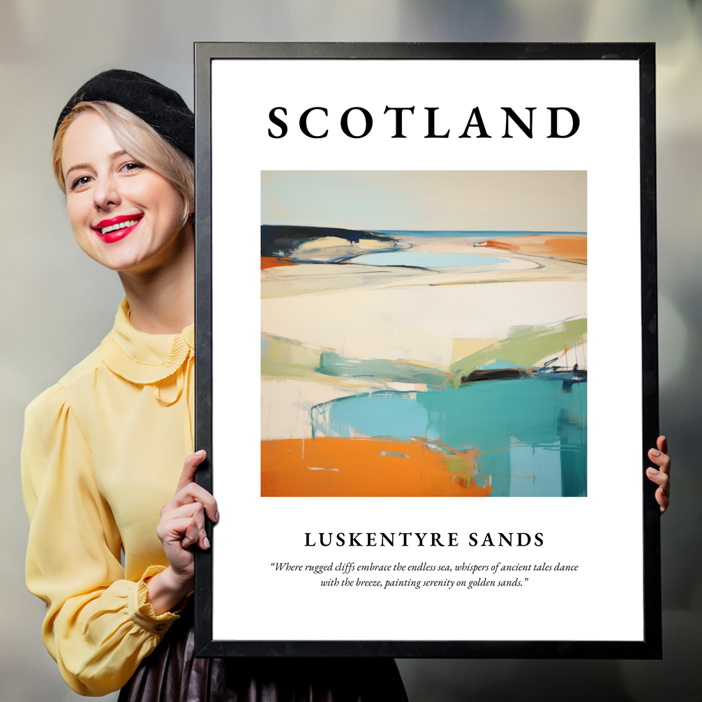 Person holding a poster of Luskentyre Sands