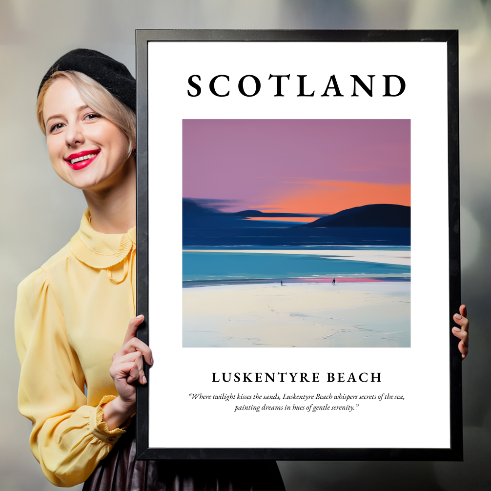 Person holding a poster of Luskentyre Beach