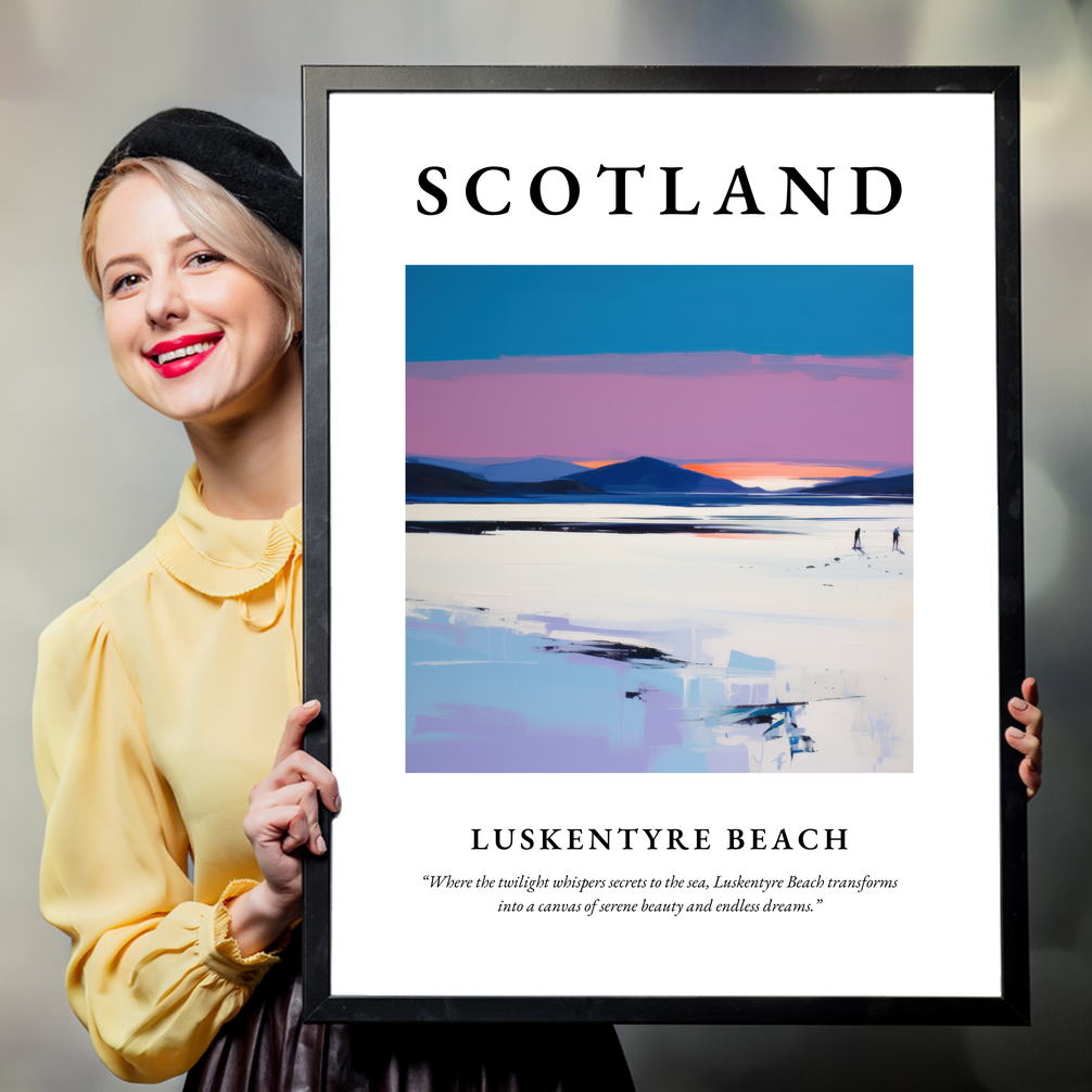 Person holding a poster of Luskentyre Beach