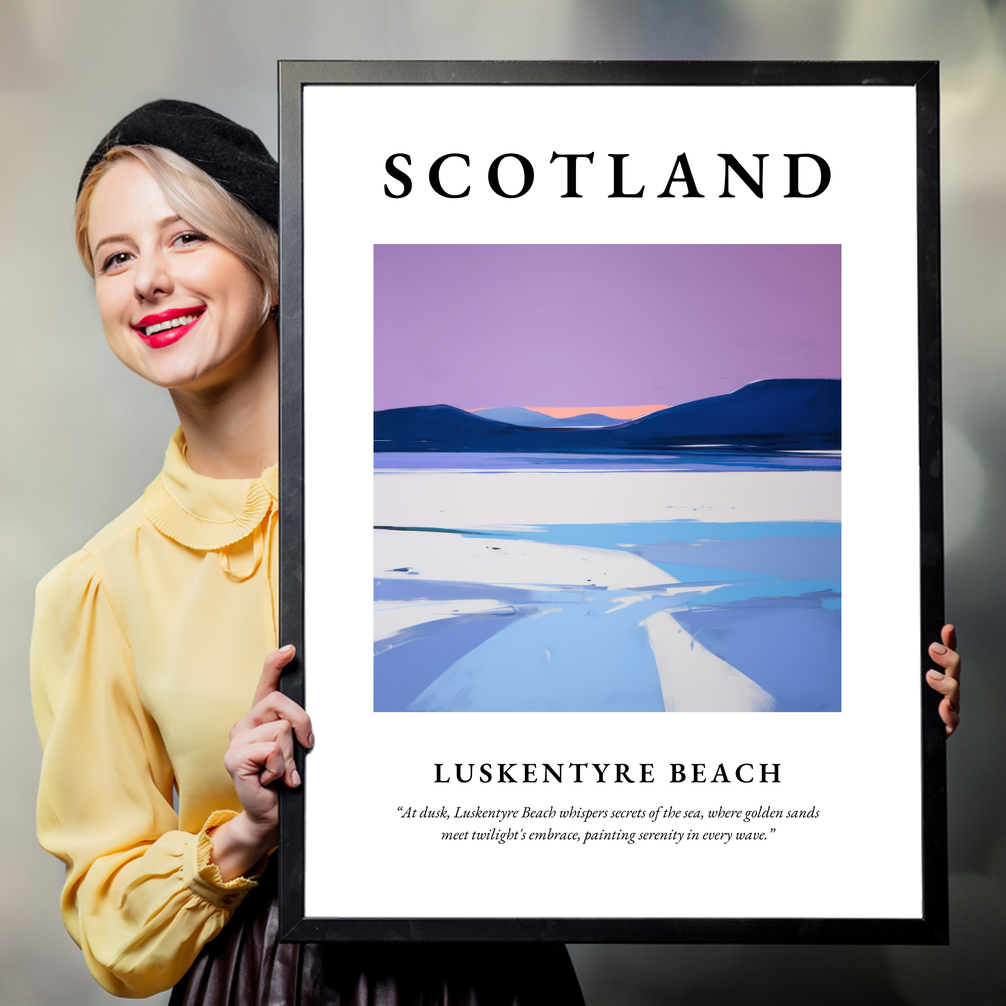 Person holding a poster of Luskentyre Beach