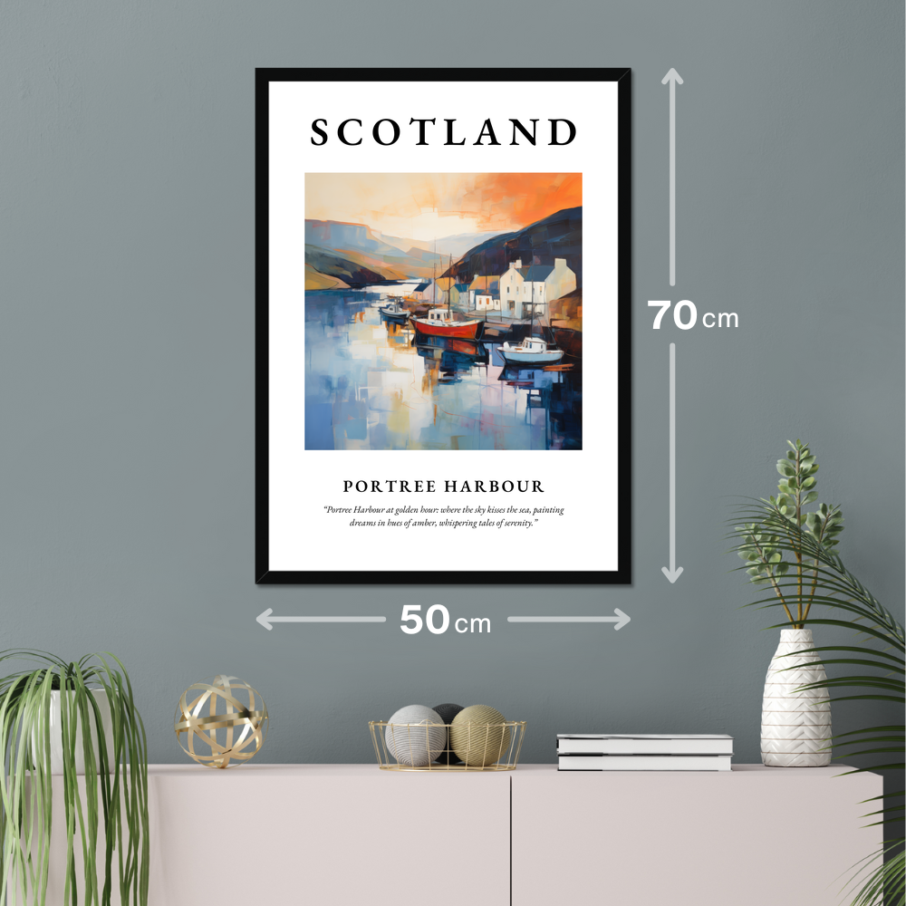 Poster of Portree Harbour hanging on a wall