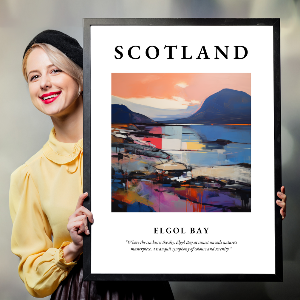 Person holding a poster of Elgol Bay