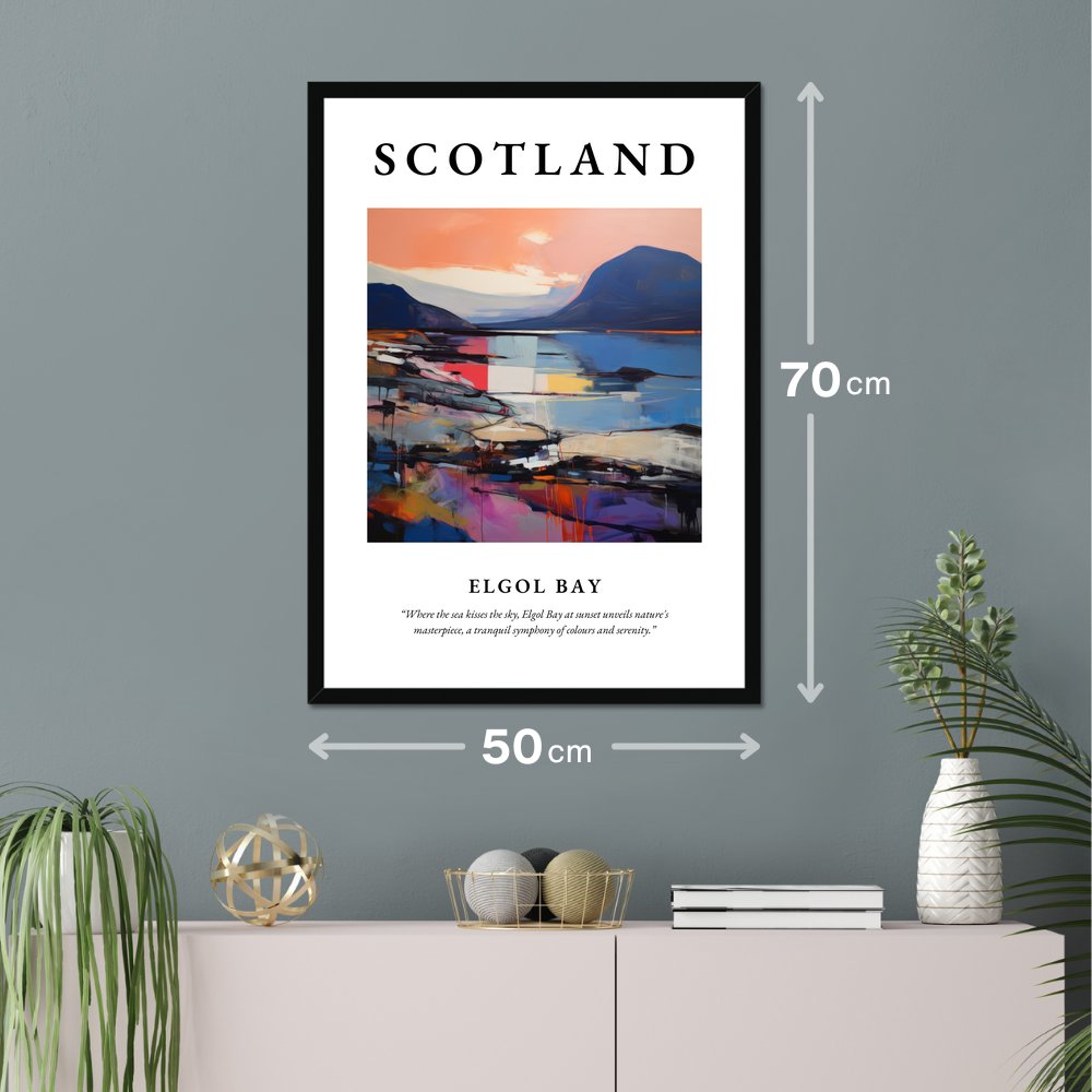 Poster of Elgol Bay hanging on a wall