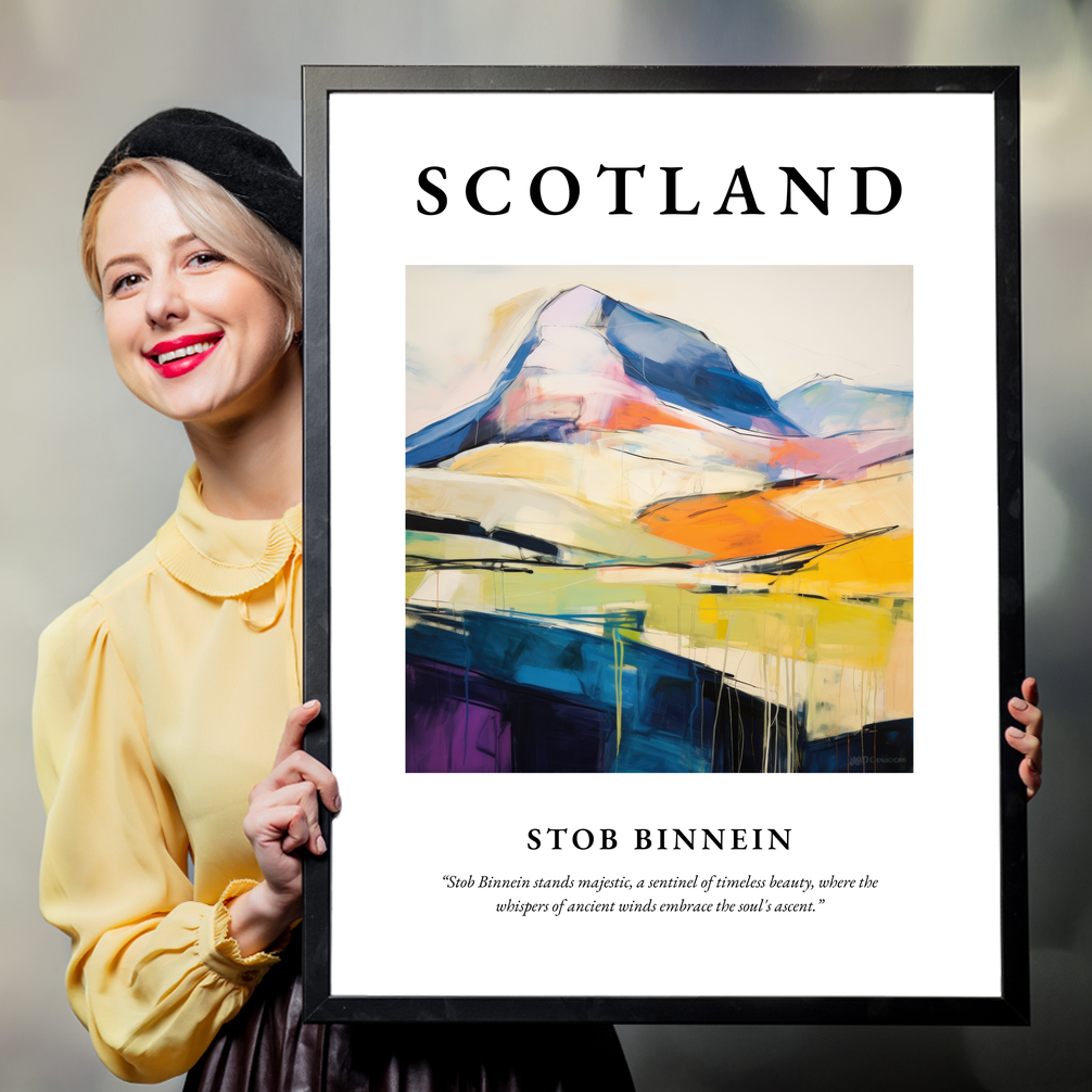 Person holding a poster of Stob Binnein