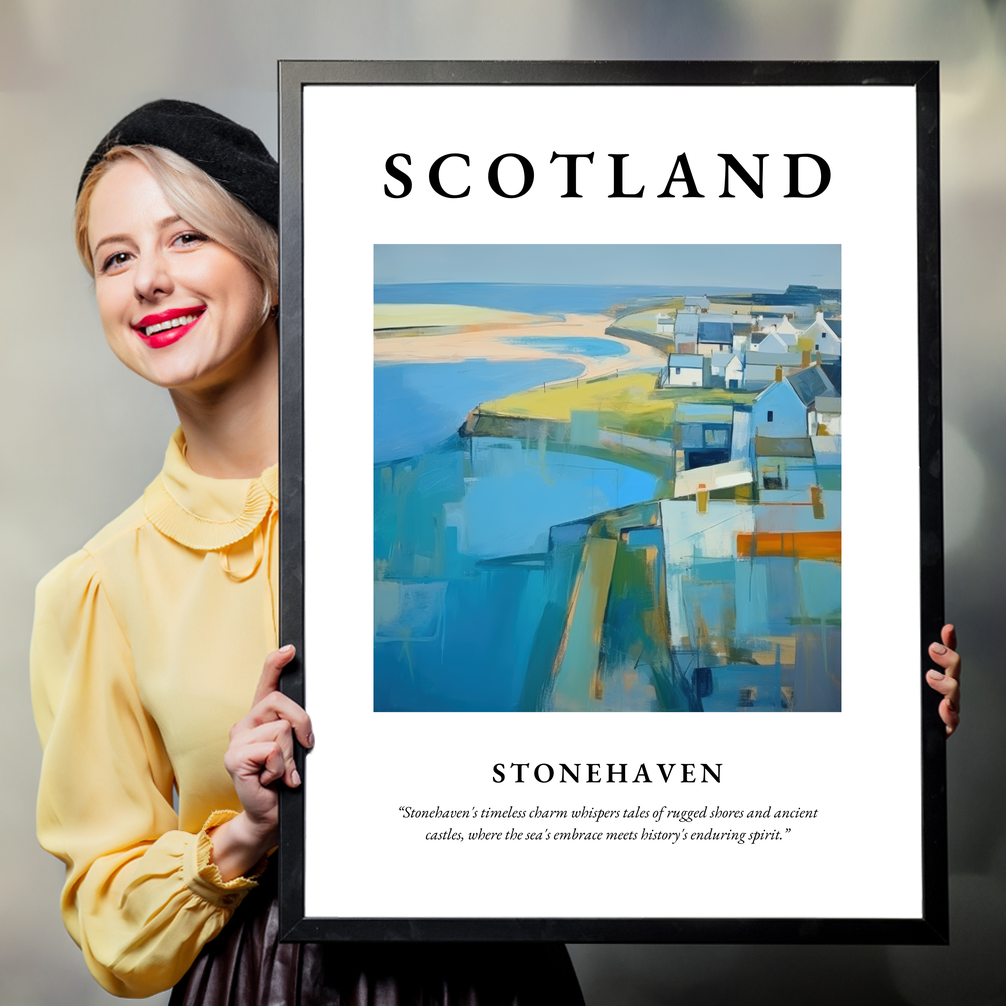 Person holding a poster of Stonehaven