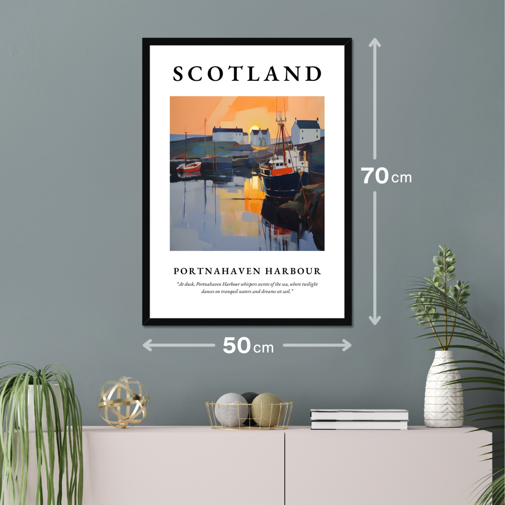 Poster of Portnahaven Harbour hanging on a wall