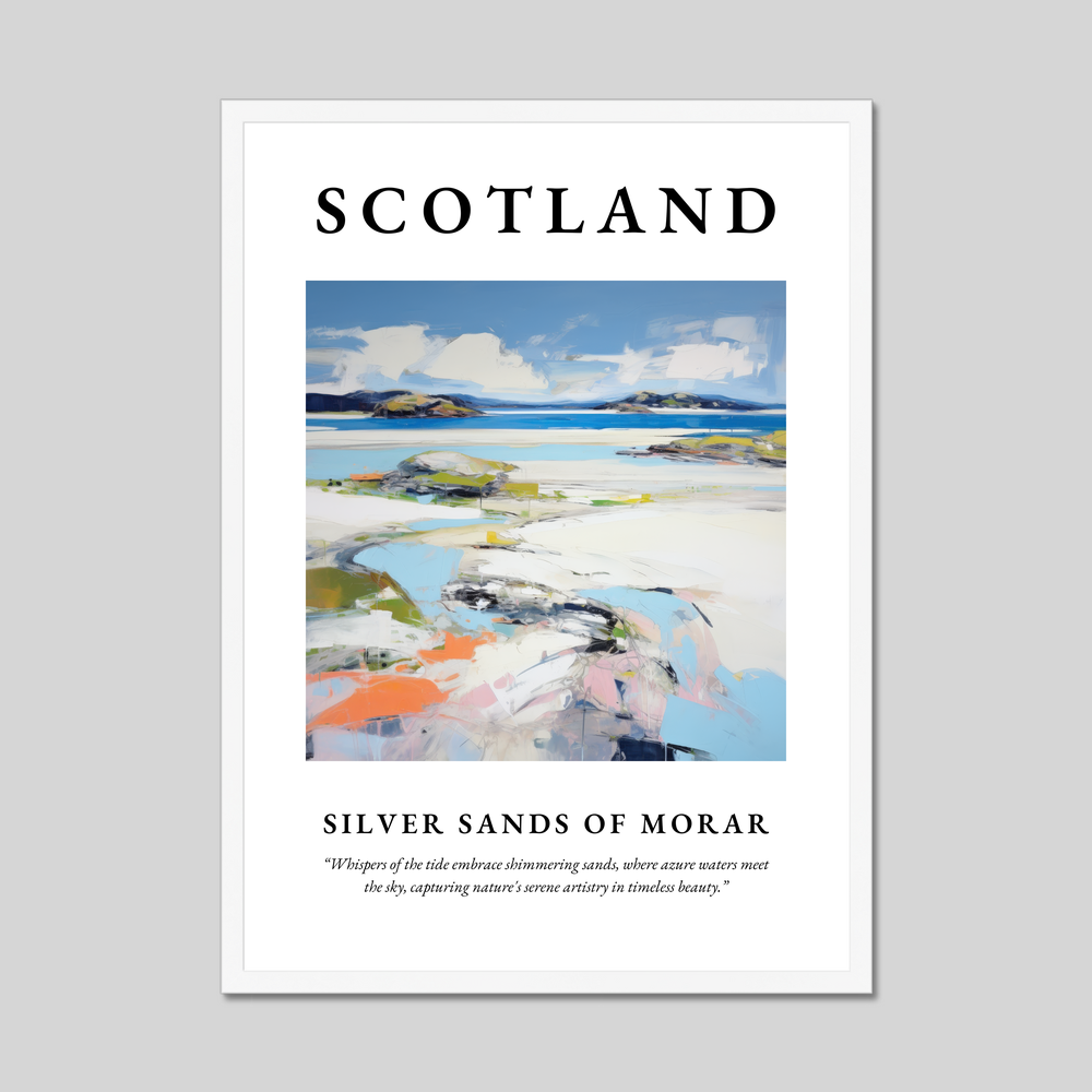 Poster in a white frame with the word Scotland