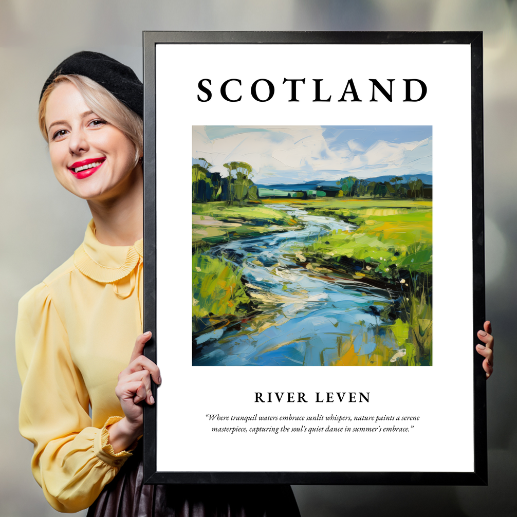 Person holding a poster of River Leven