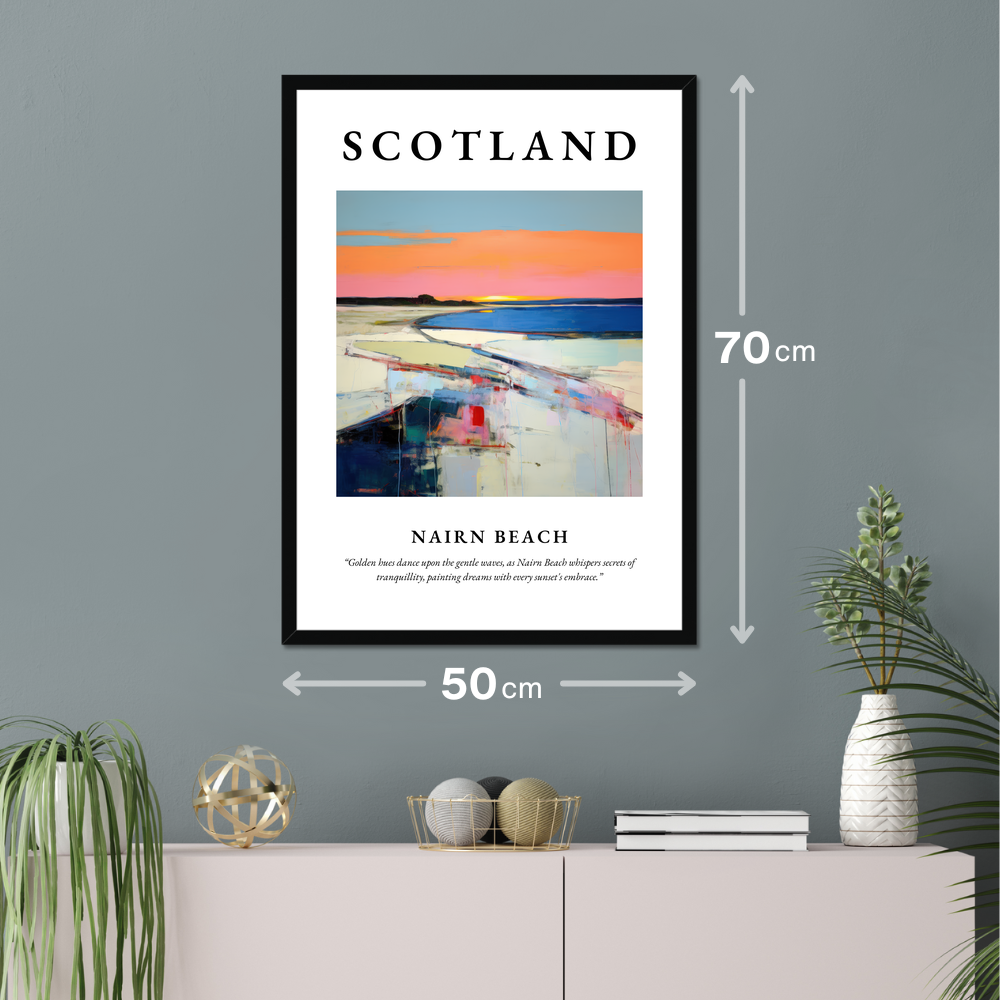 Poster of Nairn Beach hanging on a wall