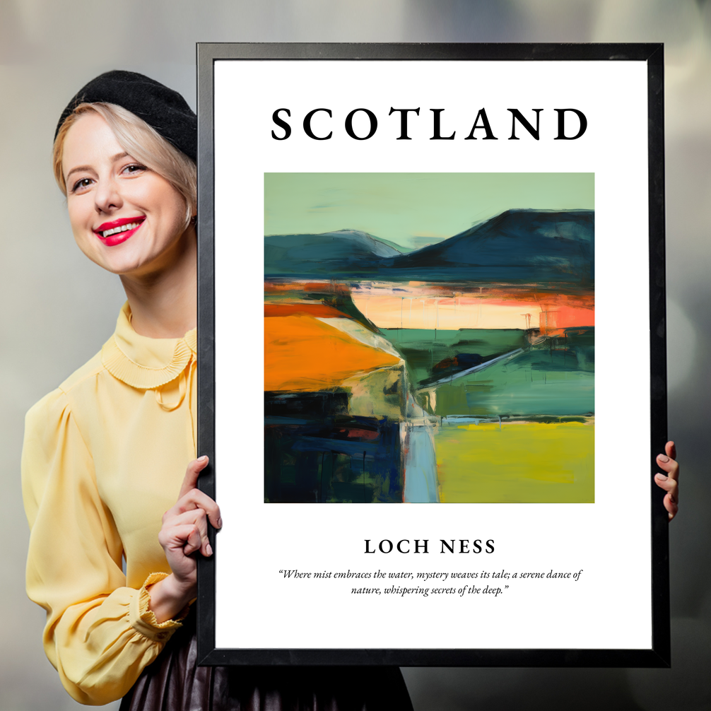 Person holding a poster of Loch Ness