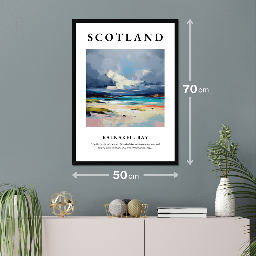 Poster of Balnakeil Bay hanging on a wall