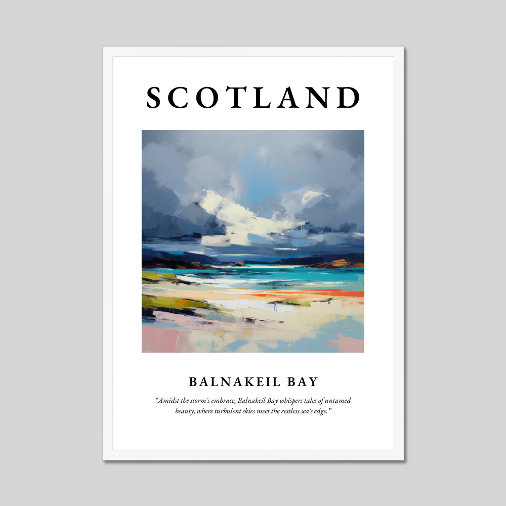 Poster in a white frame with the word Scotland