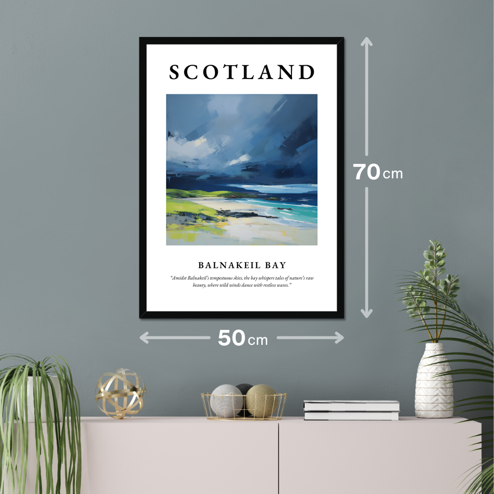 Poster of Balnakeil Bay hanging on a wall