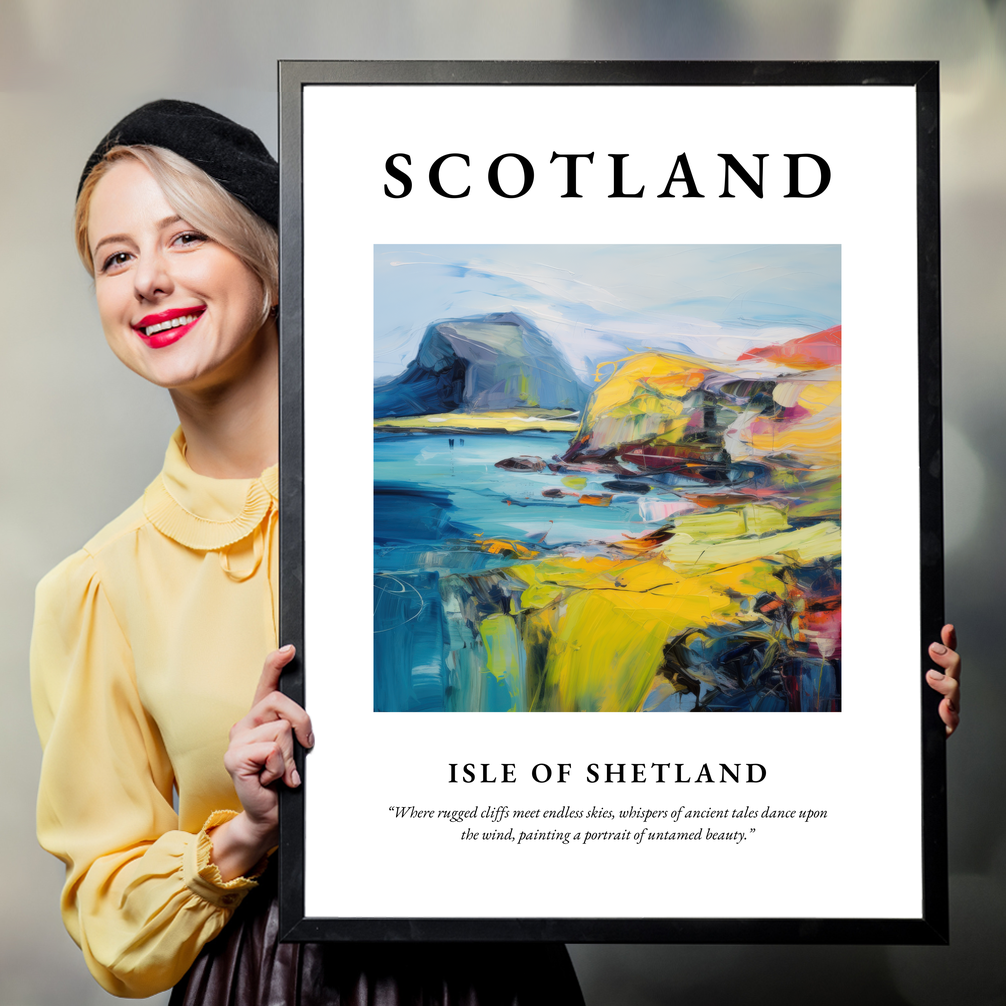 Person holding a poster of Isle of Shetland