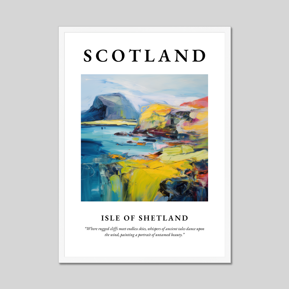 Poster in a white frame with the word Scotland