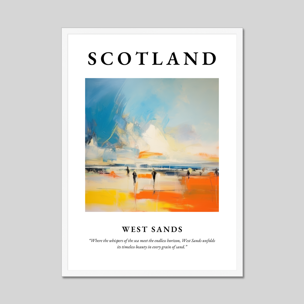 Poster in a white frame with the word Scotland