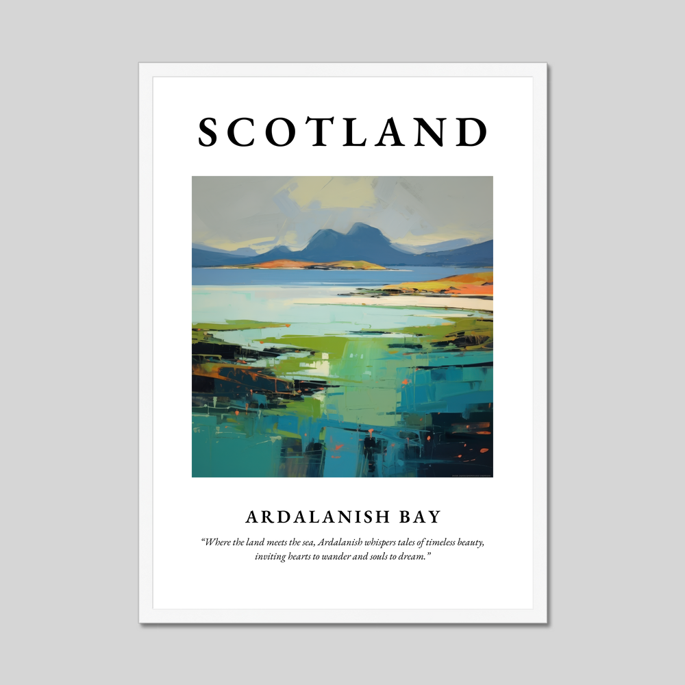 Poster in a white frame with the word Scotland