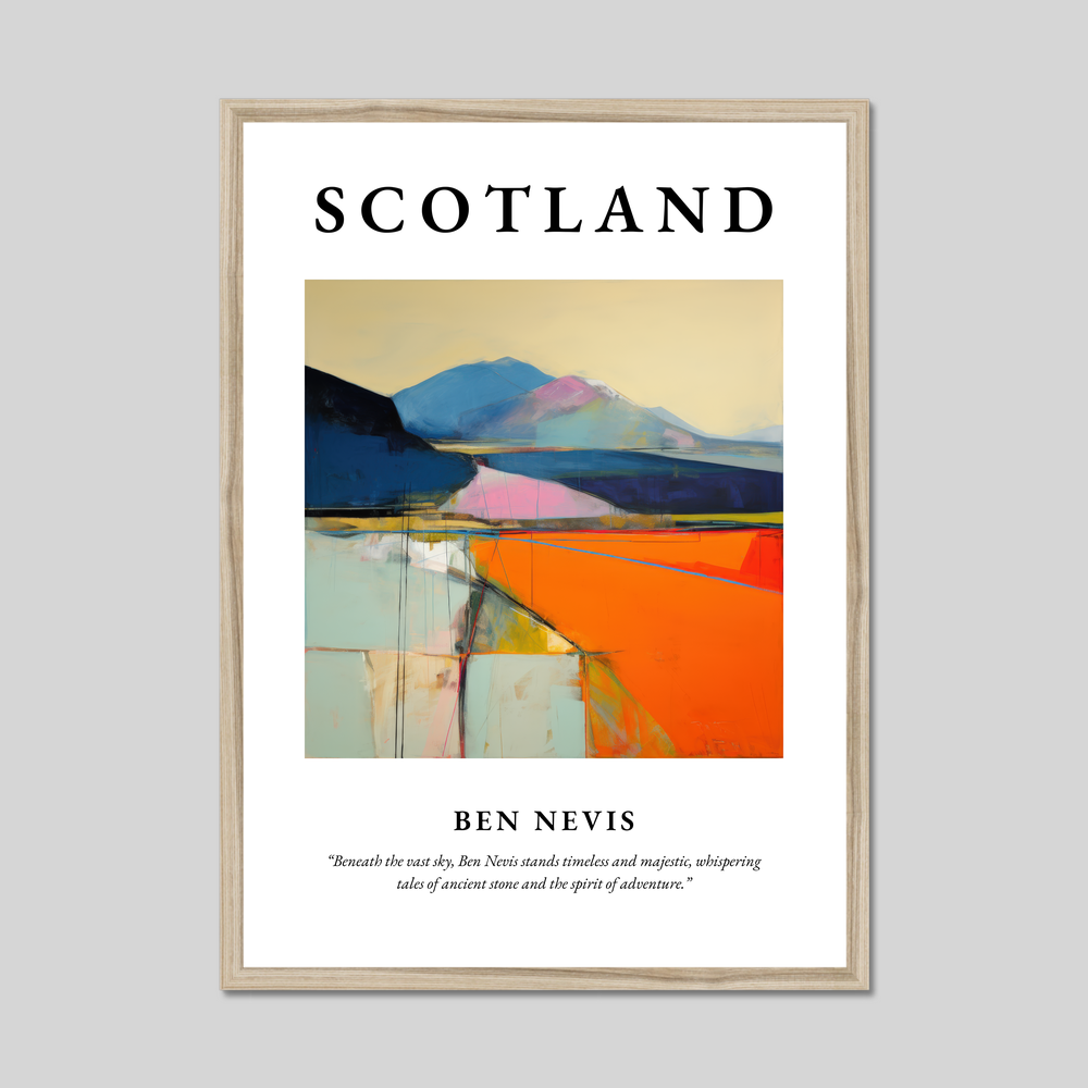 Poster in a natural frame with the word Scotland