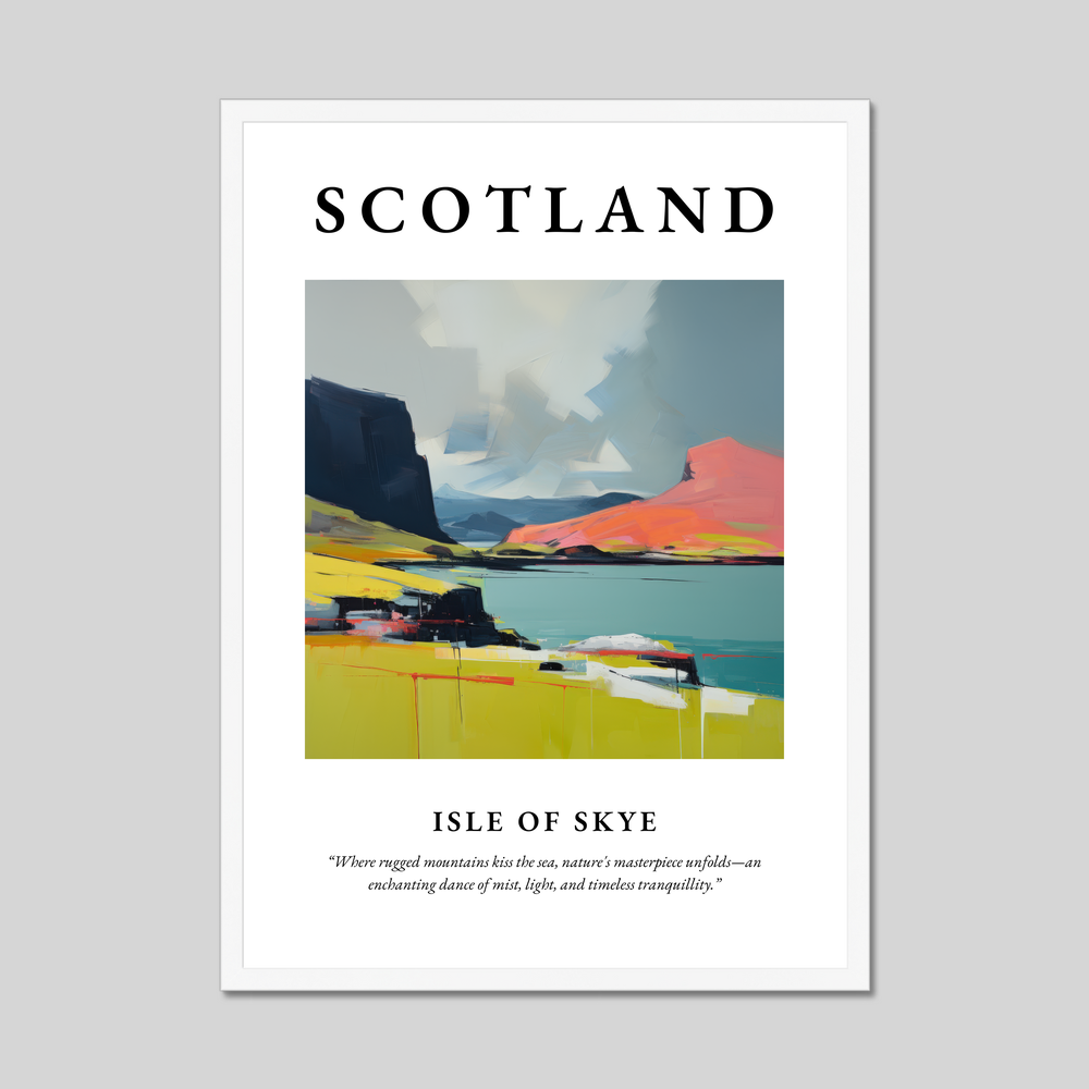 Poster in a white frame with the word Scotland