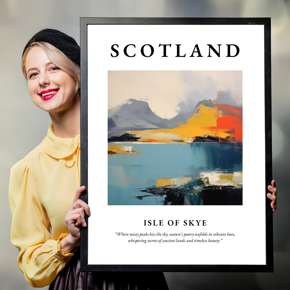 Person holding a poster of Isle of Skye