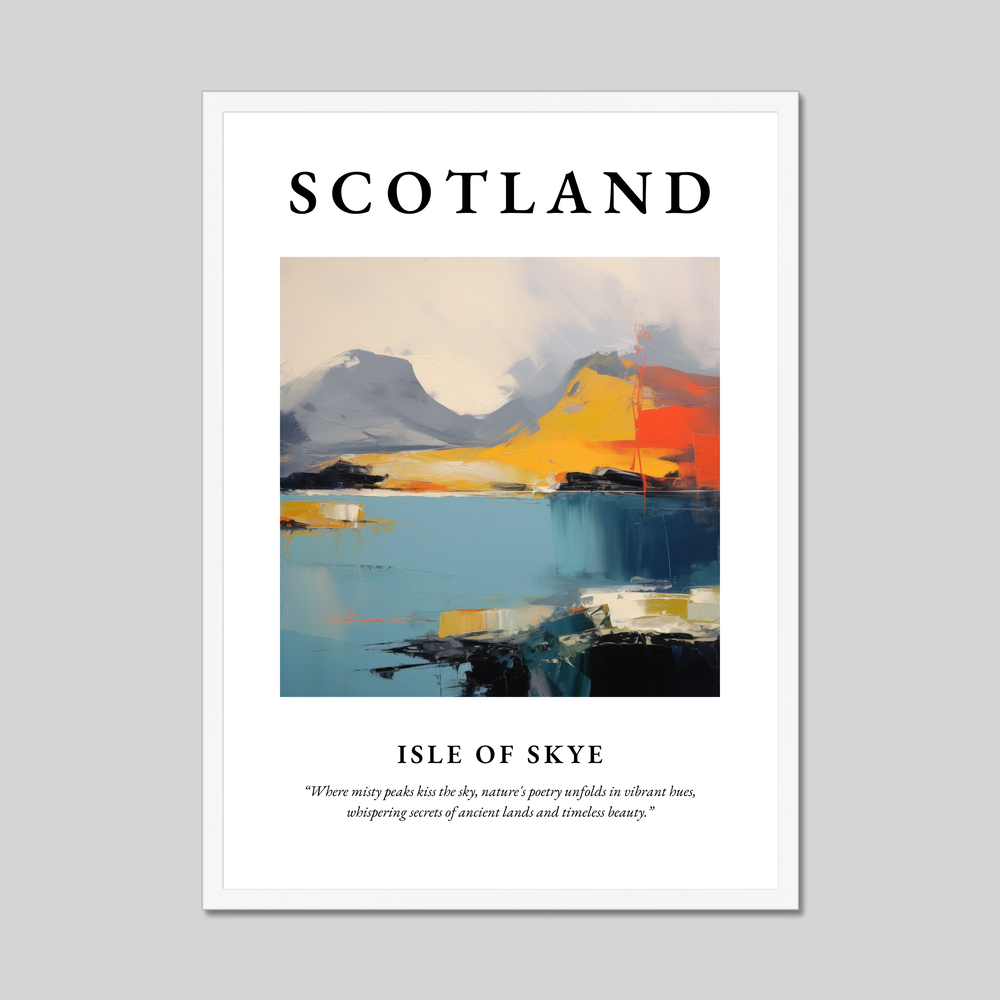 Poster in a white frame with the word Scotland