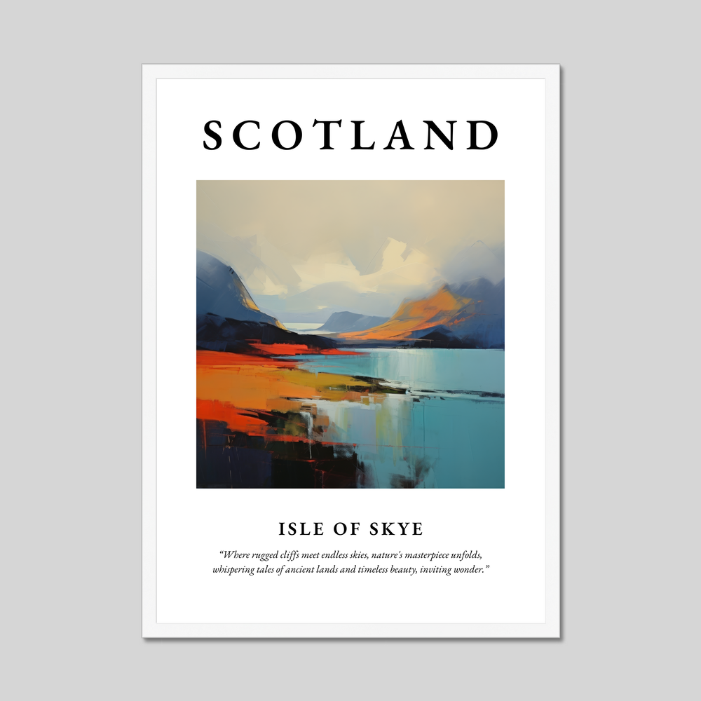 Poster in a white frame with the word Scotland