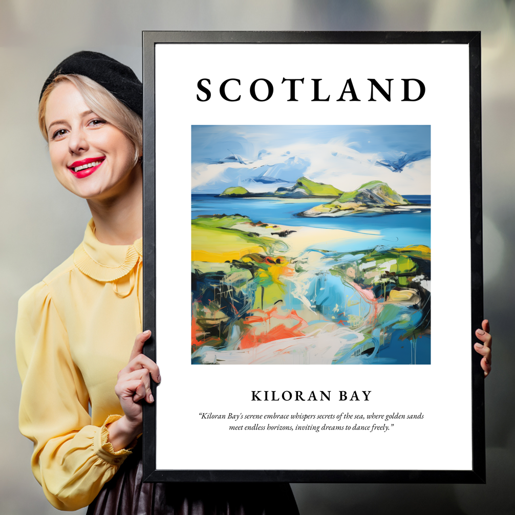 Person holding a poster of Kiloran Bay