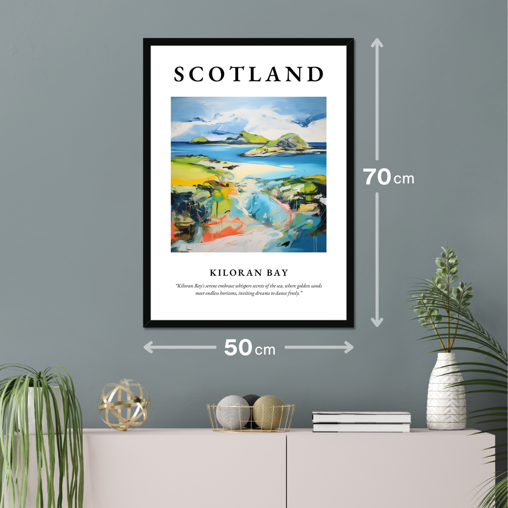 Poster of Kiloran Bay hanging on a wall