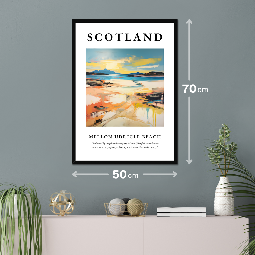 Poster of Mellon Udrigle Beach hanging on a wall