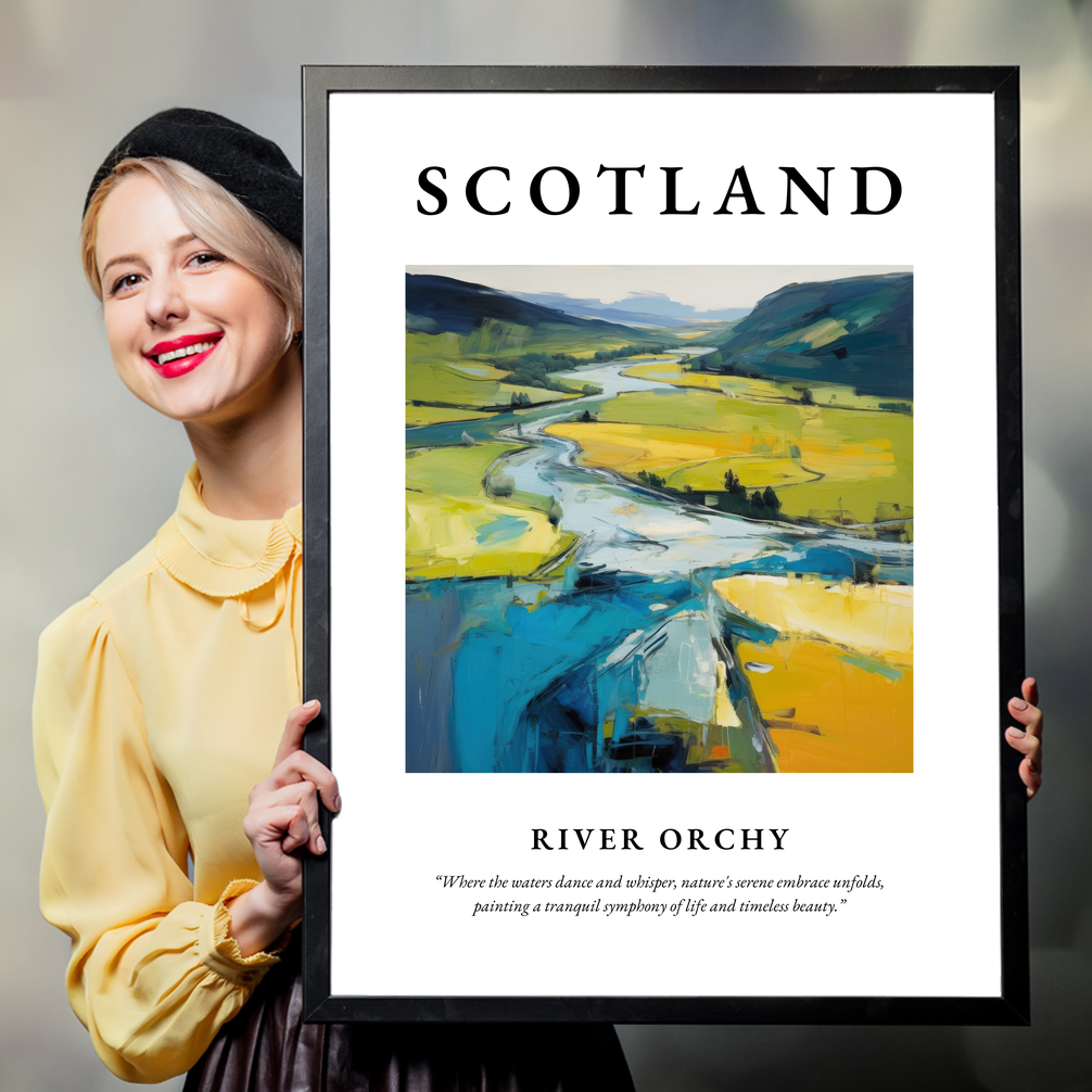 Person holding a poster of River Orchy