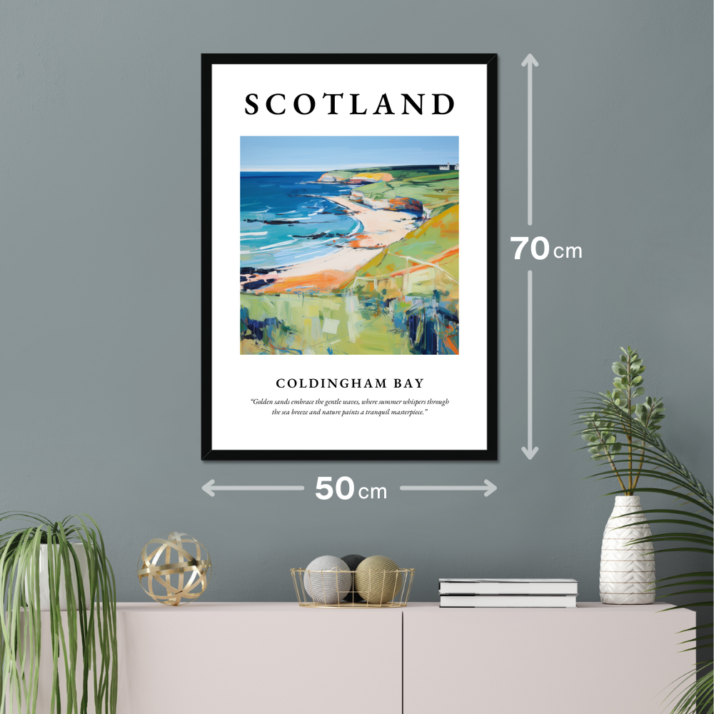 Poster of Coldingham Bay hanging on a wall