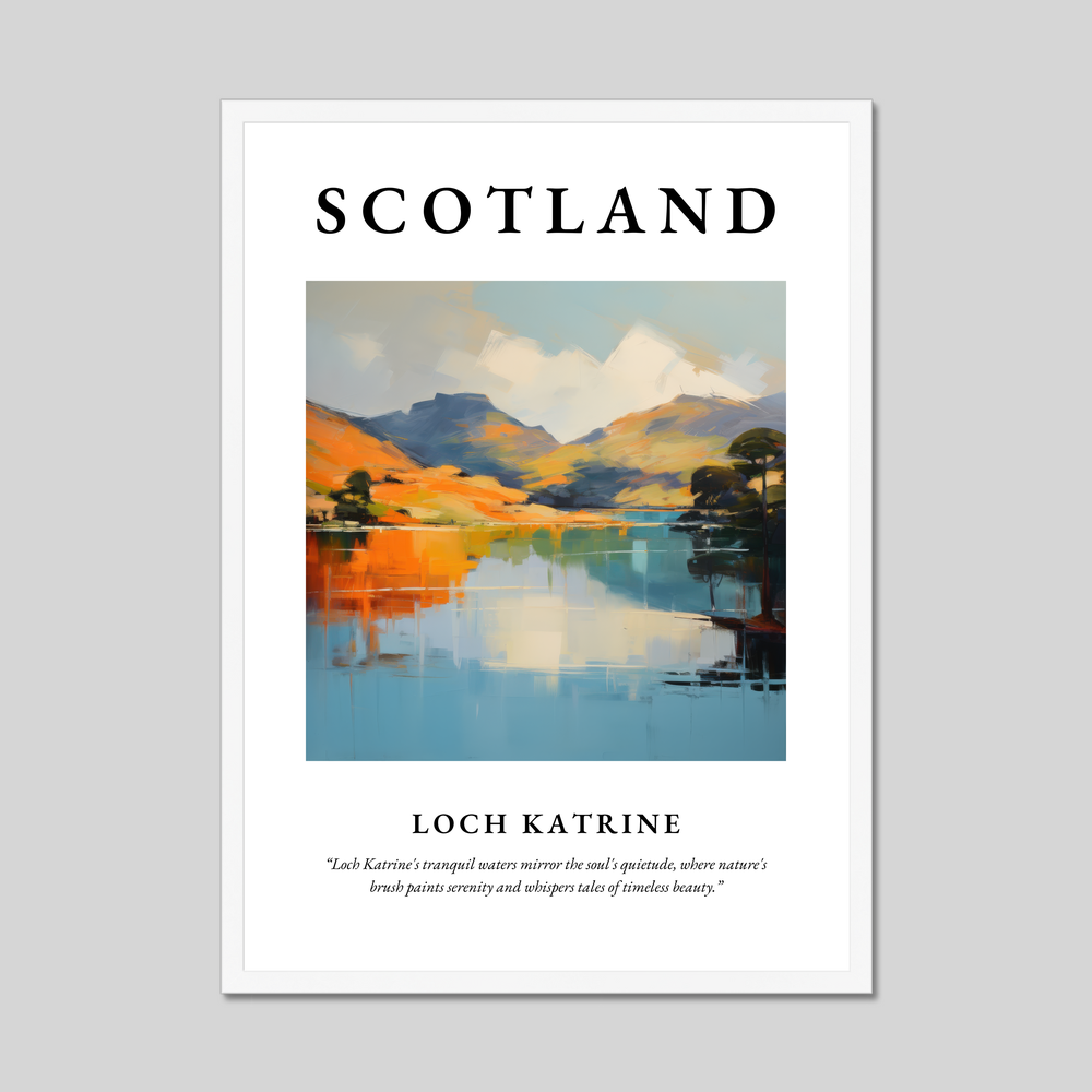 Poster in a white frame with the word Scotland