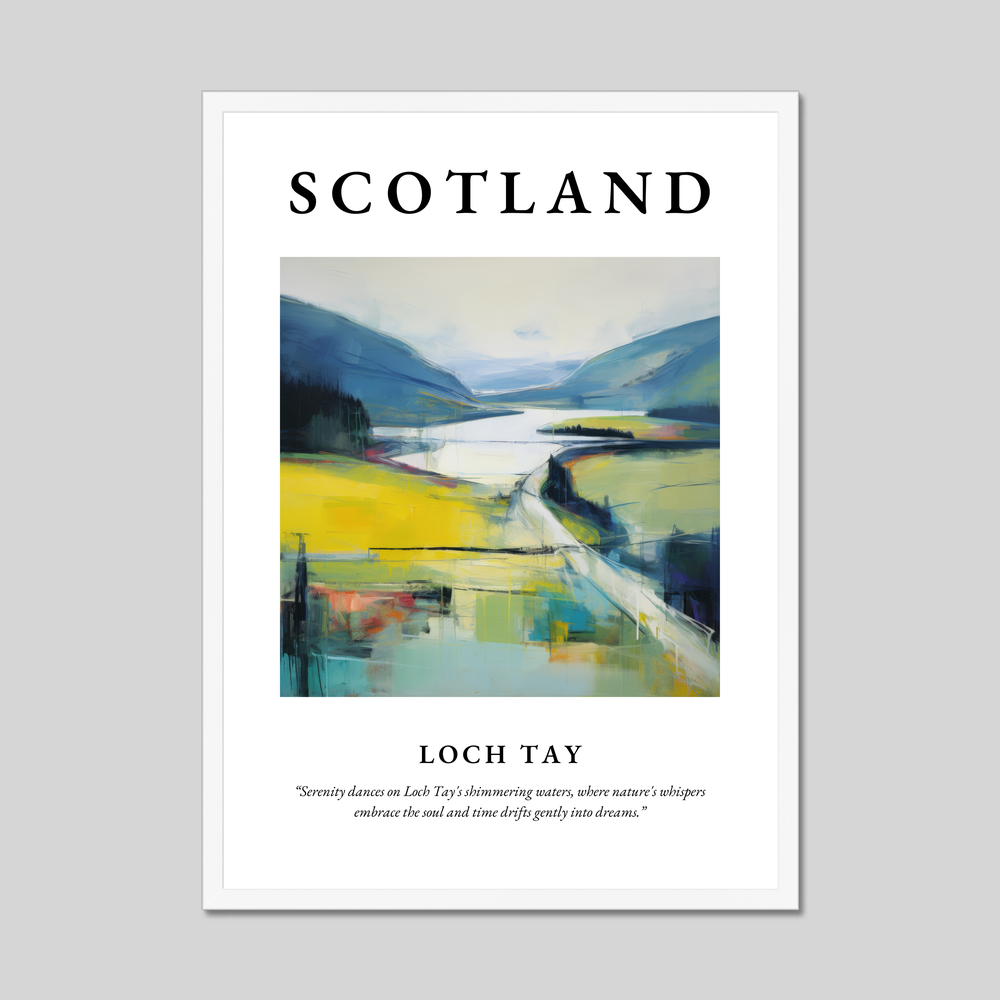 Poster in a white frame with the word Scotland