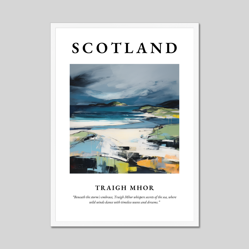 Poster in a white frame with the word Scotland