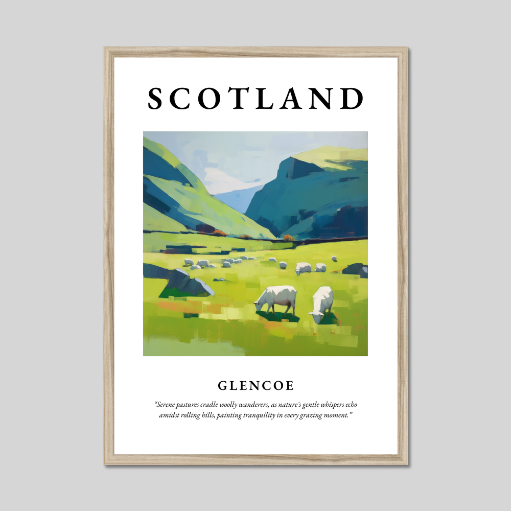 Poster in a natural frame with the word Scotland