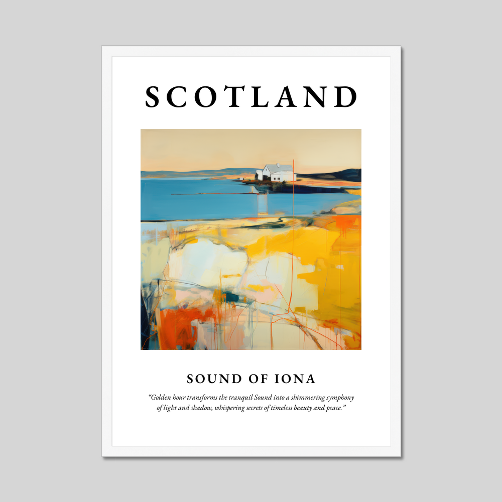 Poster in a white frame with the word Scotland