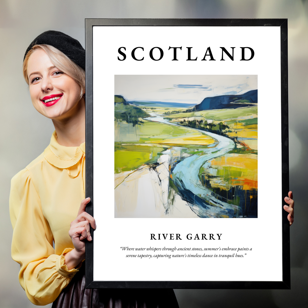 Person holding a poster of River Garry