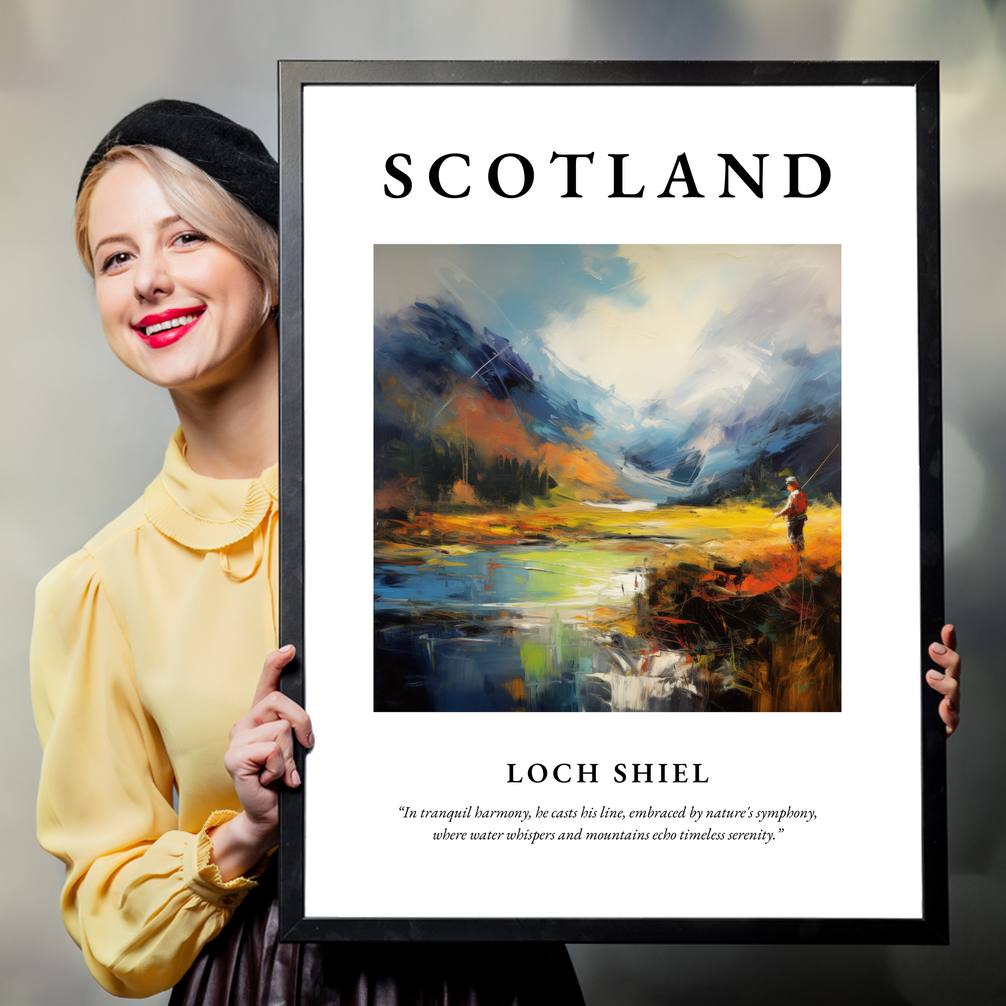 Person holding a poster of Loch Shiel