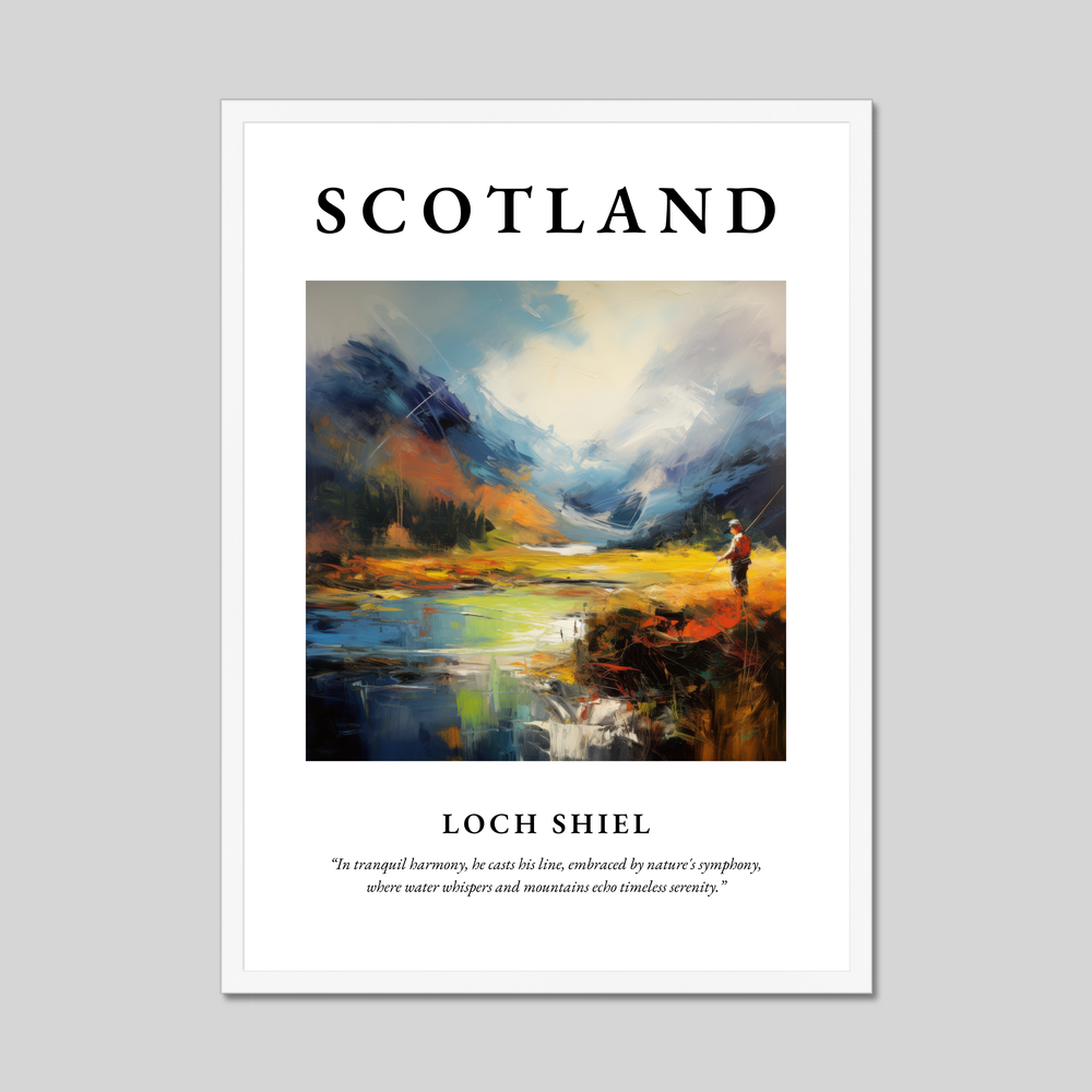 Poster in a white frame with the word Scotland